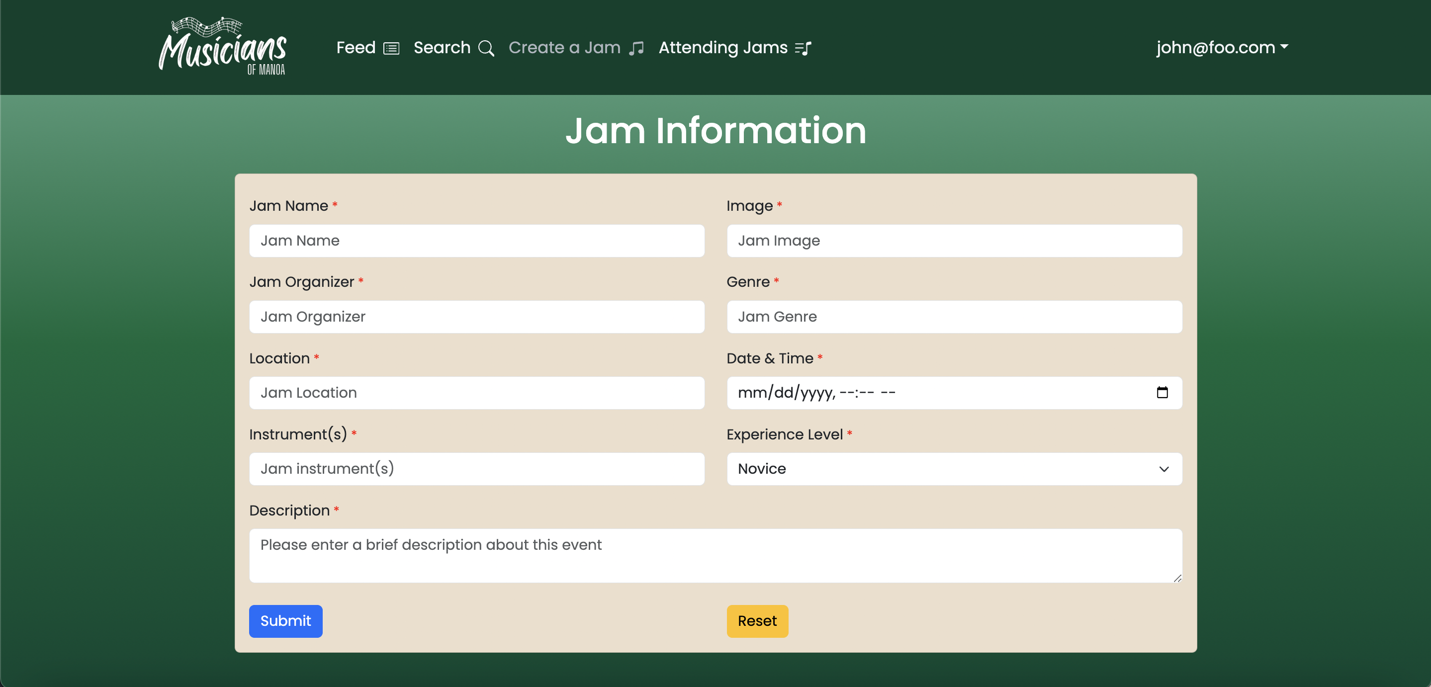 Jam Information Page