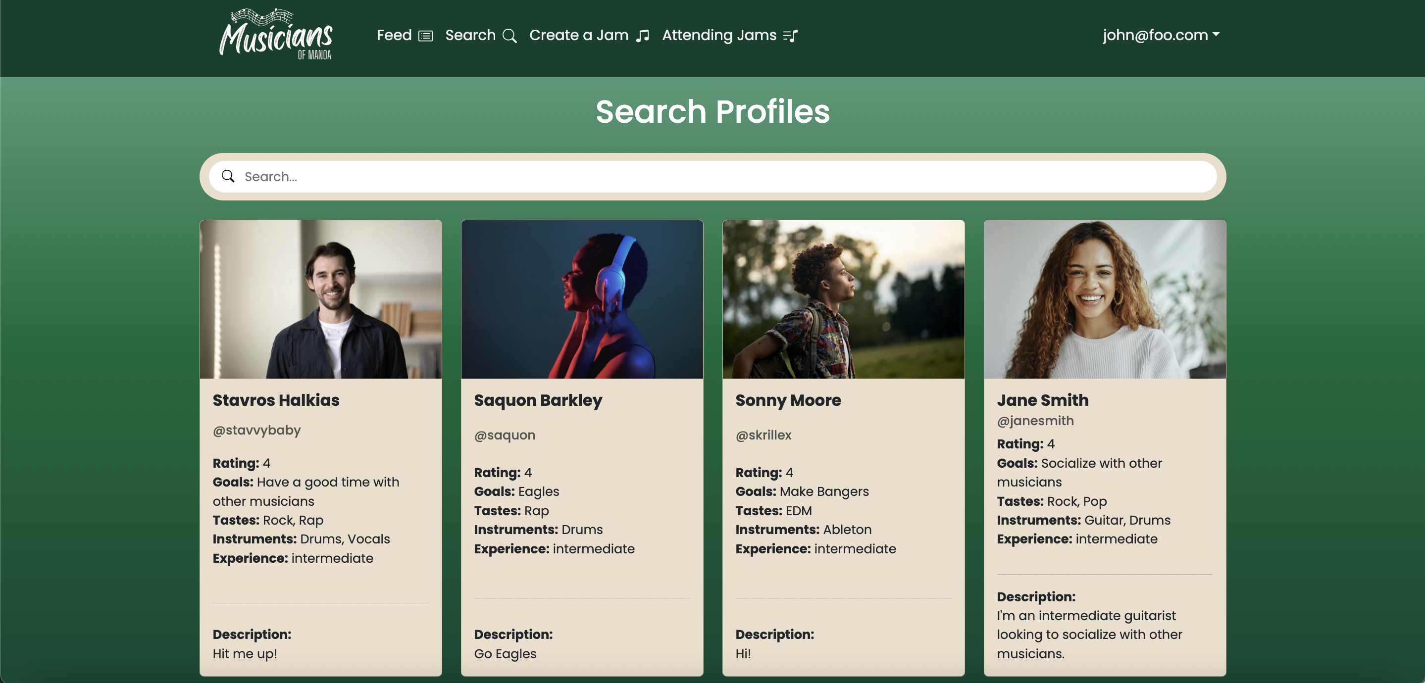 Profile Search Page